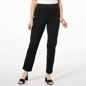 Colleen Lopez Black Straight Leg Ankle Ponte Pants Size XL